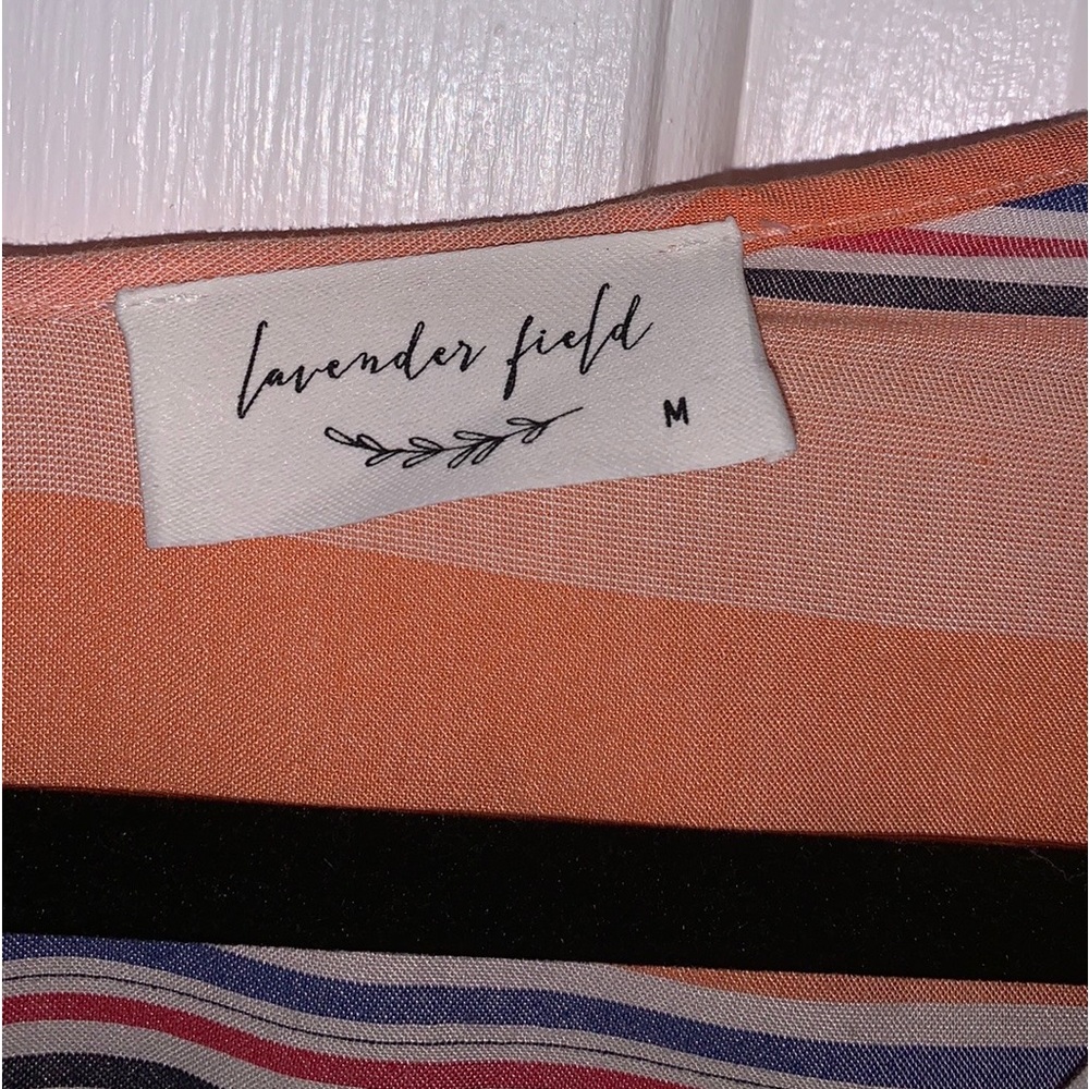 Lavender Field striped faux wrap blouse size Medium - Picture 4 of 7